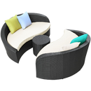 LexMod Twirl Outdoor Wicker Patio 3 Piece Sofa Set