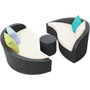 LexMod Twirl Outdoor Wicker Patio 3 Piece Sofa Set