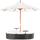Marbella Espresso Outdoor Patio Double Chaise Lounge Bed with Umbrella