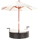 Marbella Espresso Outdoor Patio Double Chaise Lounge Bed with Umbrella