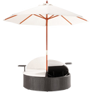 Marbella Espresso Outdoor Patio Double Chaise Lounge Bed with Umbrella