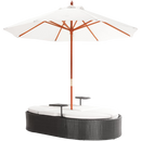 Marbella Espresso Outdoor Patio Double Chaise Lounge Bed with Umbrella
