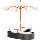 Marbella Espresso Outdoor Patio Double Chaise Lounge Bed with Umbrella