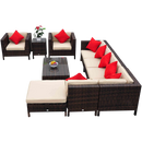 Outsunny 9-Piece Outdoor PE Rattan Wicker Sectional Patio Sofa Chair Set