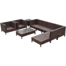 Outsunny 9-Piece Outdoor PE Rattan Wicker Sectional Patio Sofa Chair Set